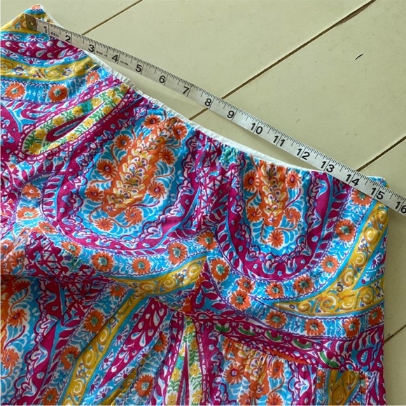 Lauren Ralph Lauren Red/Blue/Mulit-color Paisley Tiered Cotton Maxi Skirt. MED. - Picture 8 of 11